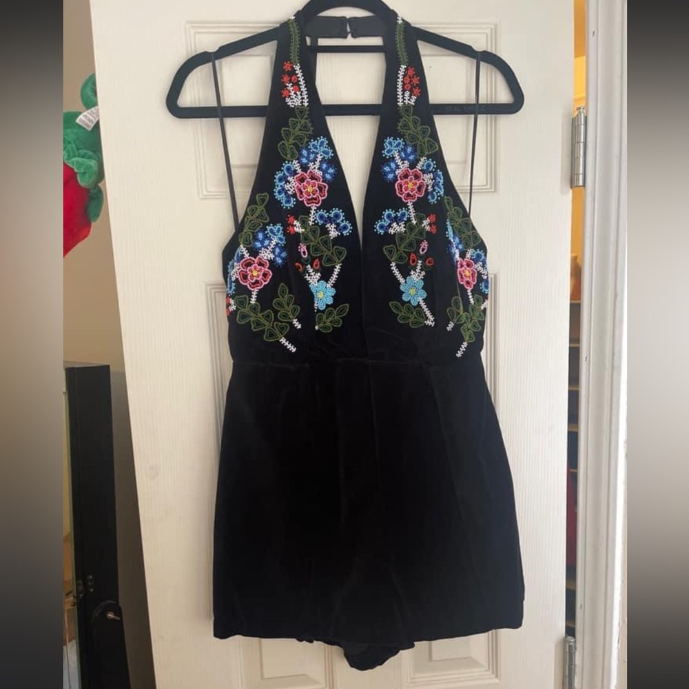 Glamorous velvet halter romper